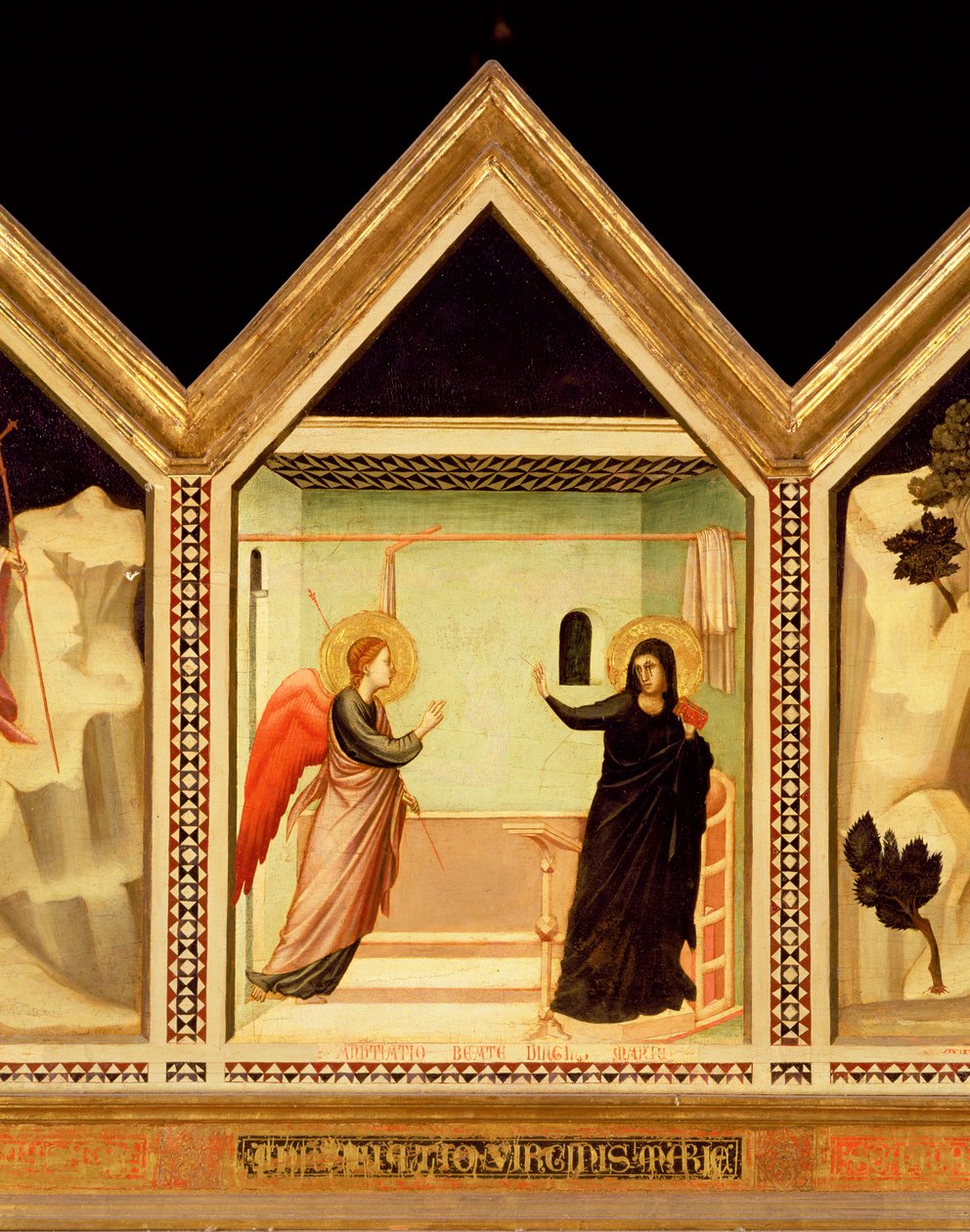 Kunngjøring, fra St. Reparata Polyptych baksiden av sentralpaneldetaljene av 66558, se også 66557-68 av Giotto di Bondone