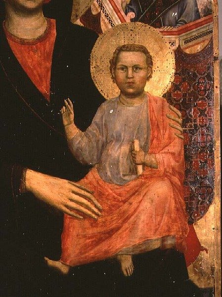 Christ Child fra Madonna og Child Enthroned: av Giotto di Bondone