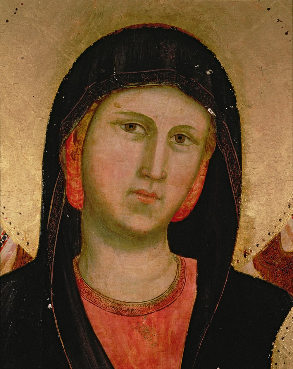 Madonna, fra Madonna and Child Enthroned detalj av 66535, se også 66536, 66538 og 66539 altertavle av Giotto di Bondone