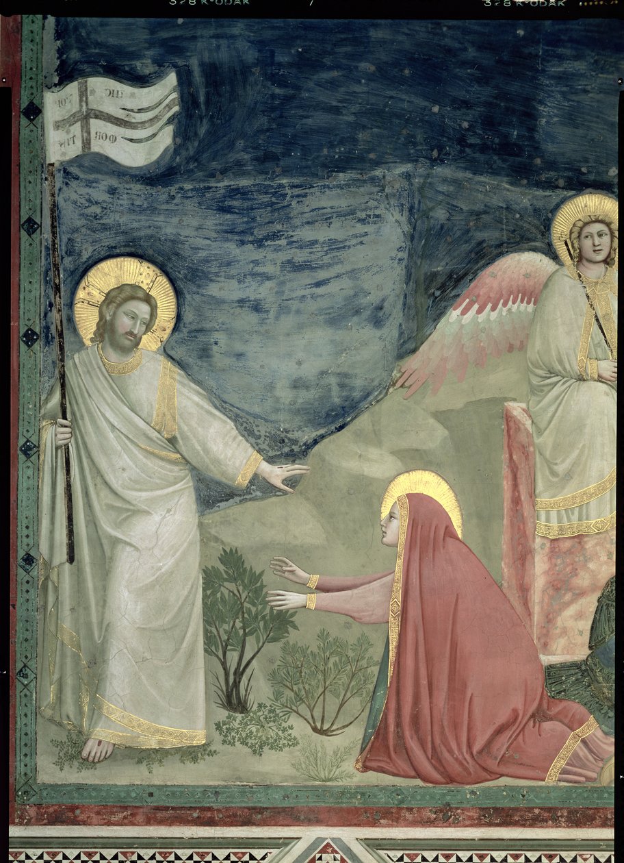Noli me Tangere, detalj av Kristus og Maria Magdalena, ca. 1305 av Giotto di Bondone