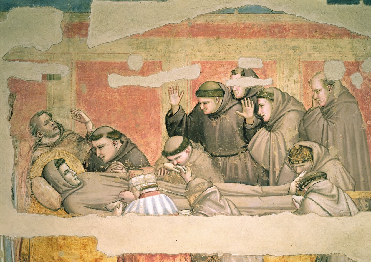 The Death of St. Francis, fra Bardi Chapel fresco detalj av 63329 av Giotto di Bondone