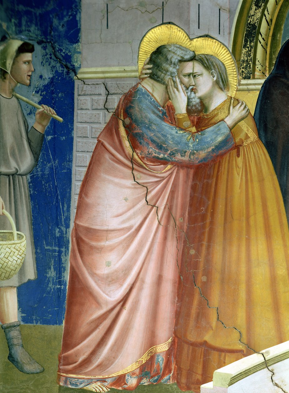 Møtet ved Golden Gate, detalj av Joachim og St. Anne omfavner, ca. 1305 (detalj av 65216) av Giotto di Bondone