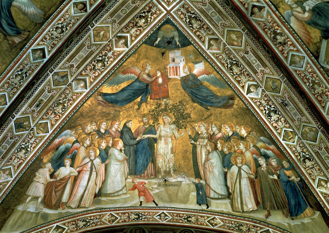 Det mystiske ekteskapet til St. Frans med hellig fattigdom av Giotto di Bondone school of Giotto di Bondone school of