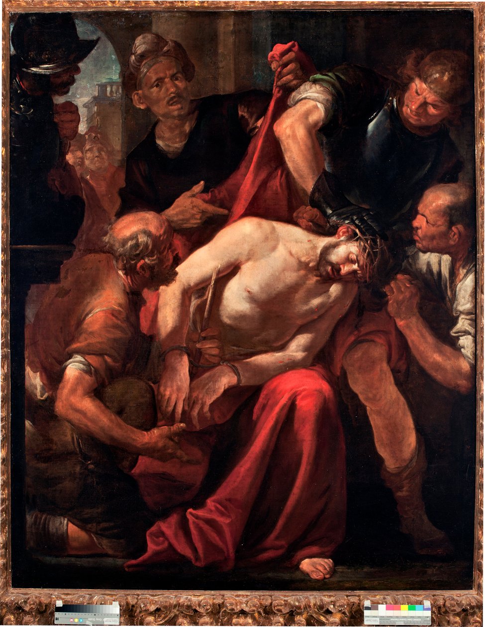 The Derision of Christ (Jesus hånet av soldatene) Maleri av Gioacchino Assereto (1600-1649) 1600-tallets gener, Musei di Strada Nuova av Giovacchino Assereto
