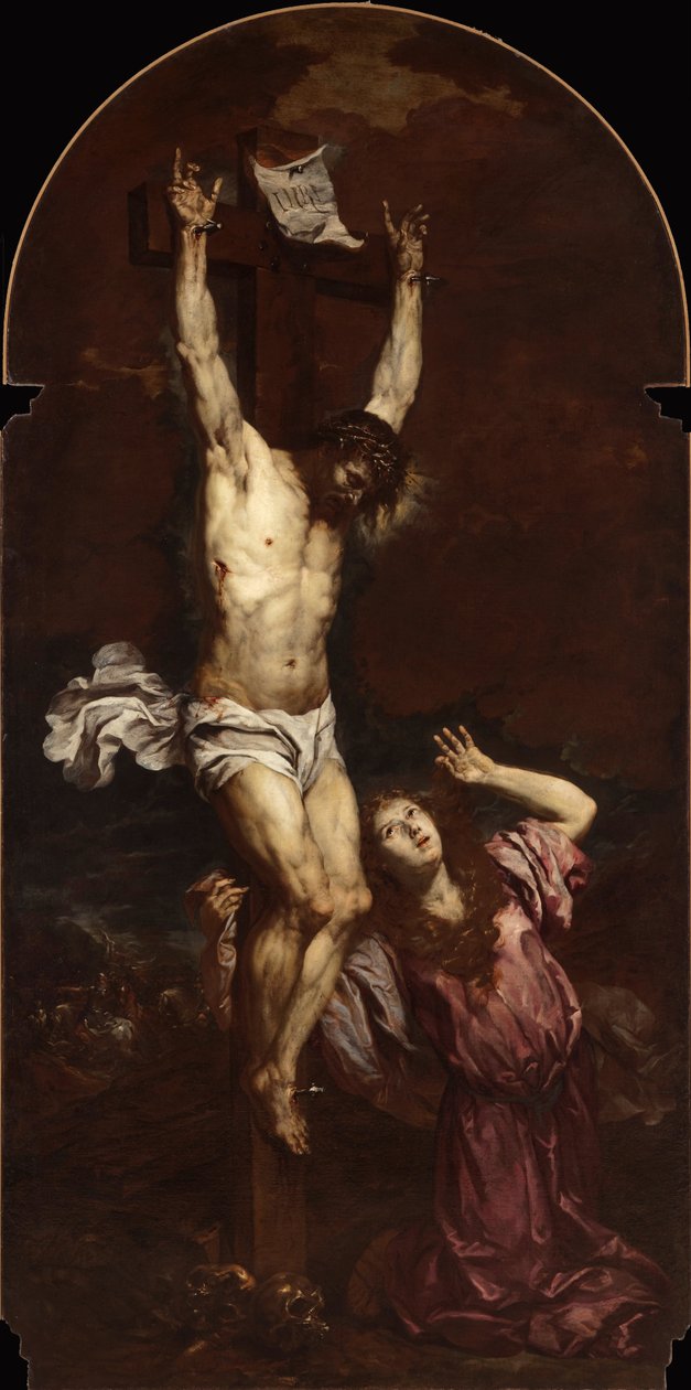 Maria Magdalena ved foten av korset av Giovan Battista Langetti