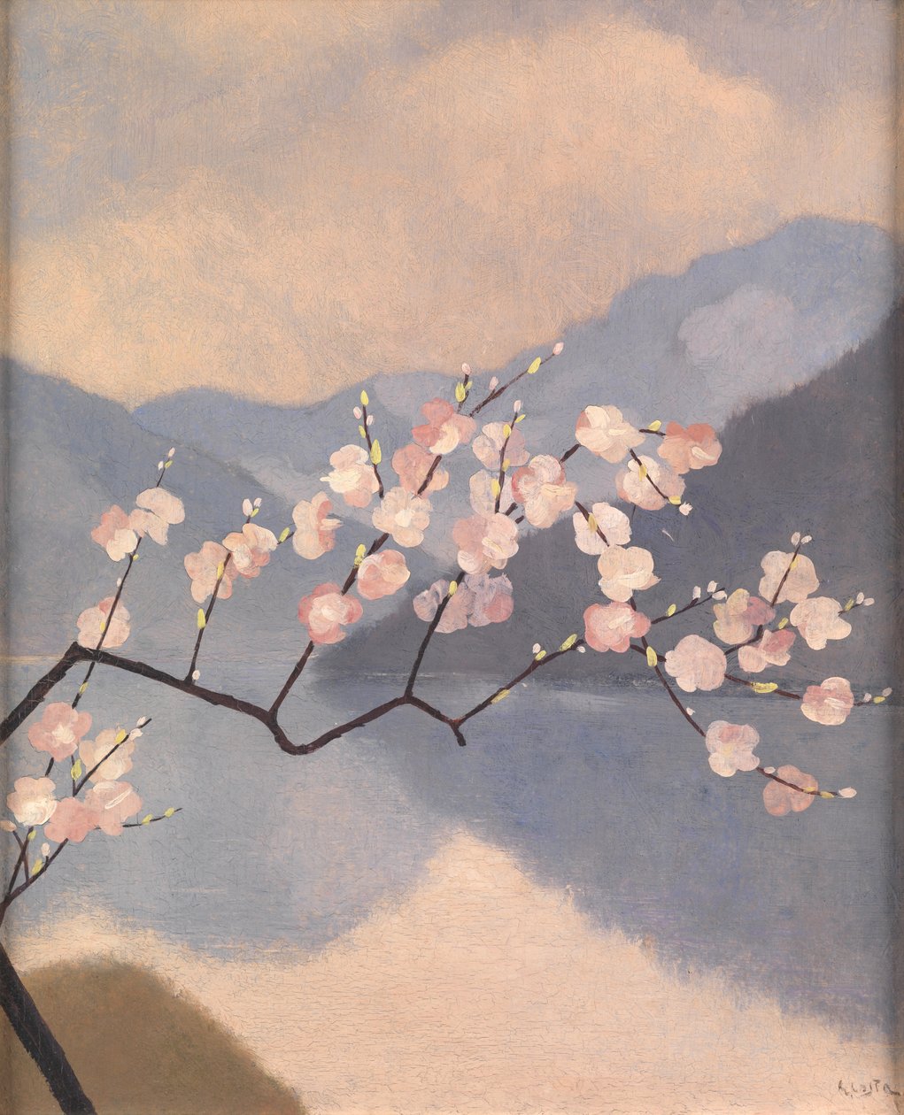 Blossom on the Lake (olje på panel) av Giovan Battista Costa
