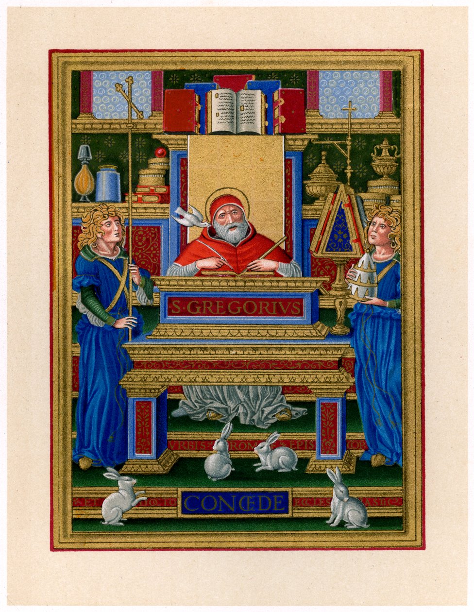 St Gregory the Great mottar inspirasjon fra Den Hellige Ånd, c1490 av Giovan Pietro Birago