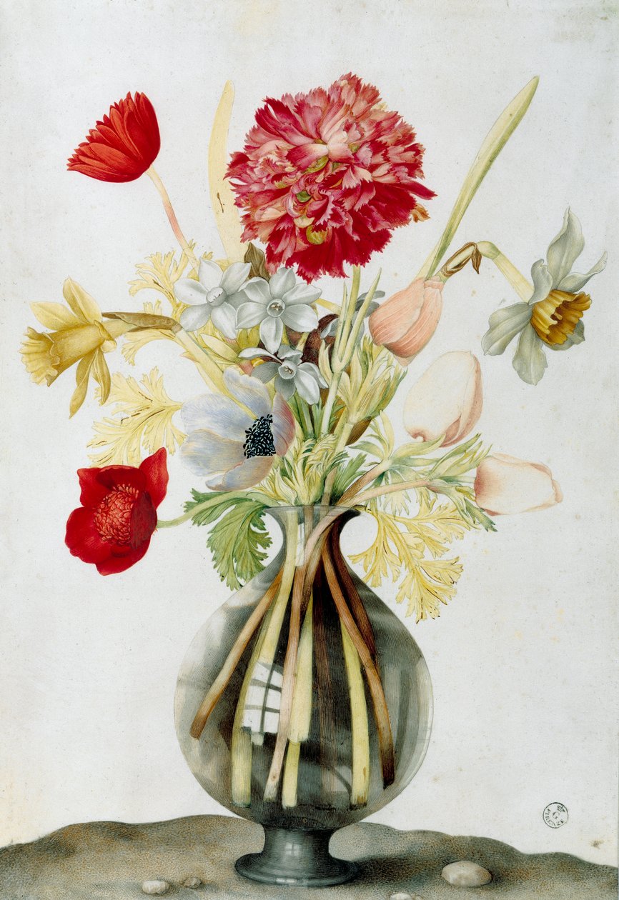 Glassvase med en haug med blomster av Giovanna Garzoni
