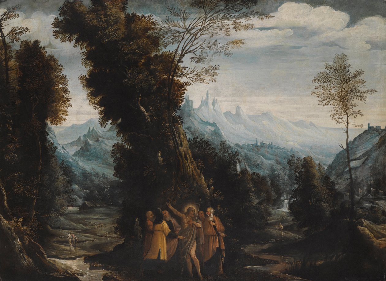 Landskap med døperen Johannes som forkynner i villmarken av Giovanni Andrea Donducci