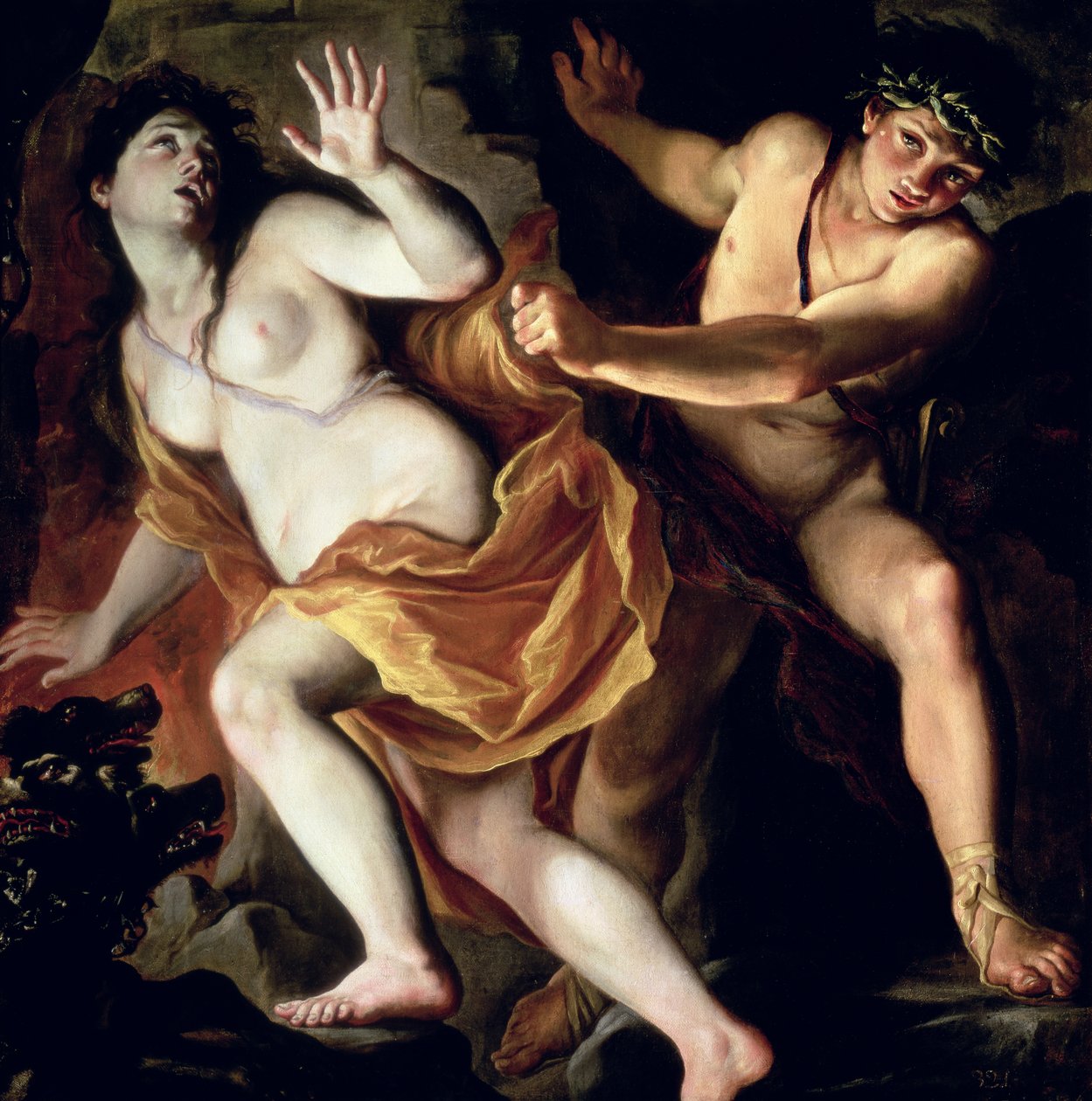Orfeus og Eurydike, 1695-1705 av Giovanni Antonio Burrini or Burino