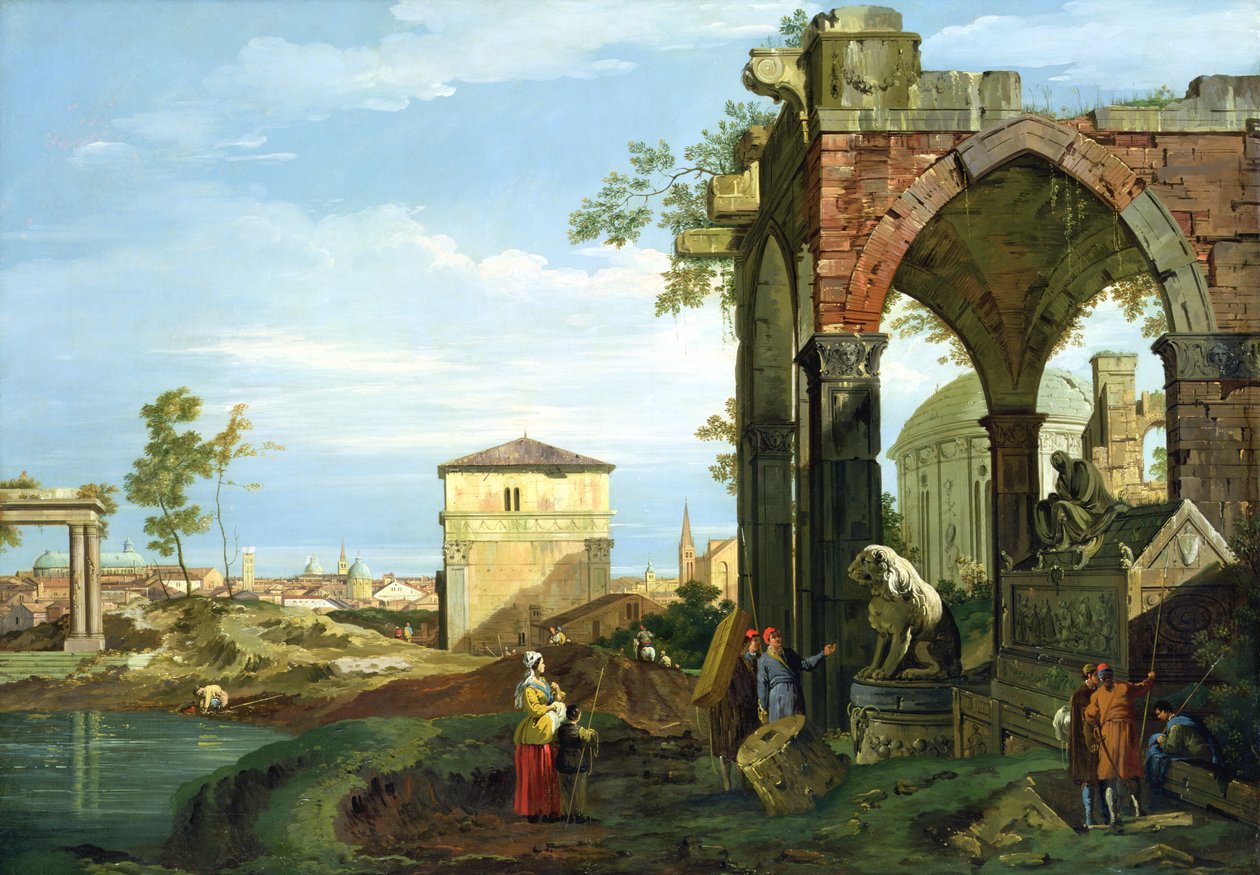 Capriccio med motiver fra Padova av Giovanni Antonio Canal