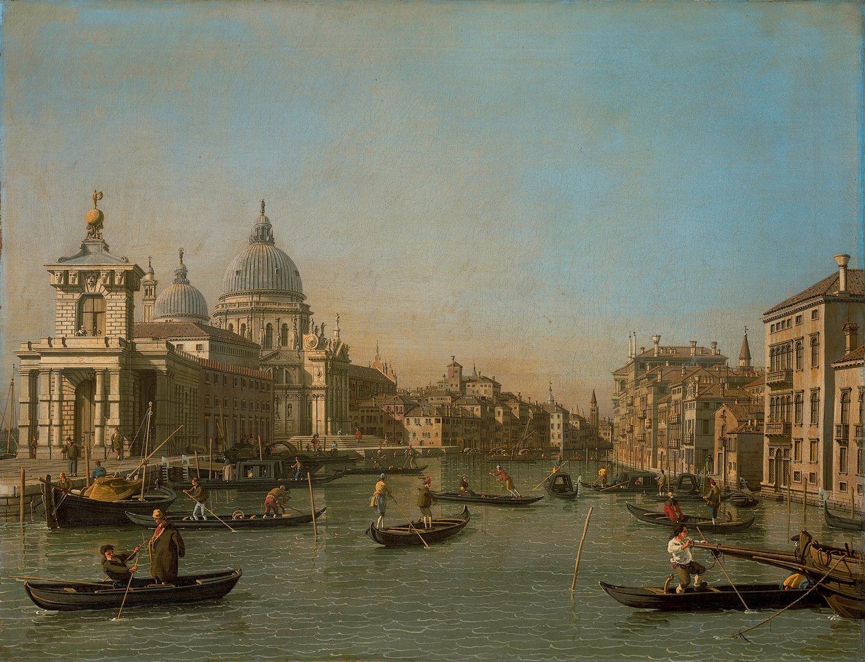Inngangen til Canal Grande ved Punta della Dogana og Santa Maria della Salute av Giovanni Antonio Canal