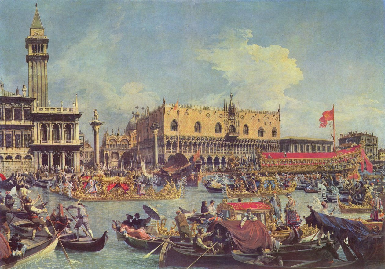 Bucentauren foran Dogepalasset av Giovanni Antonio Canal