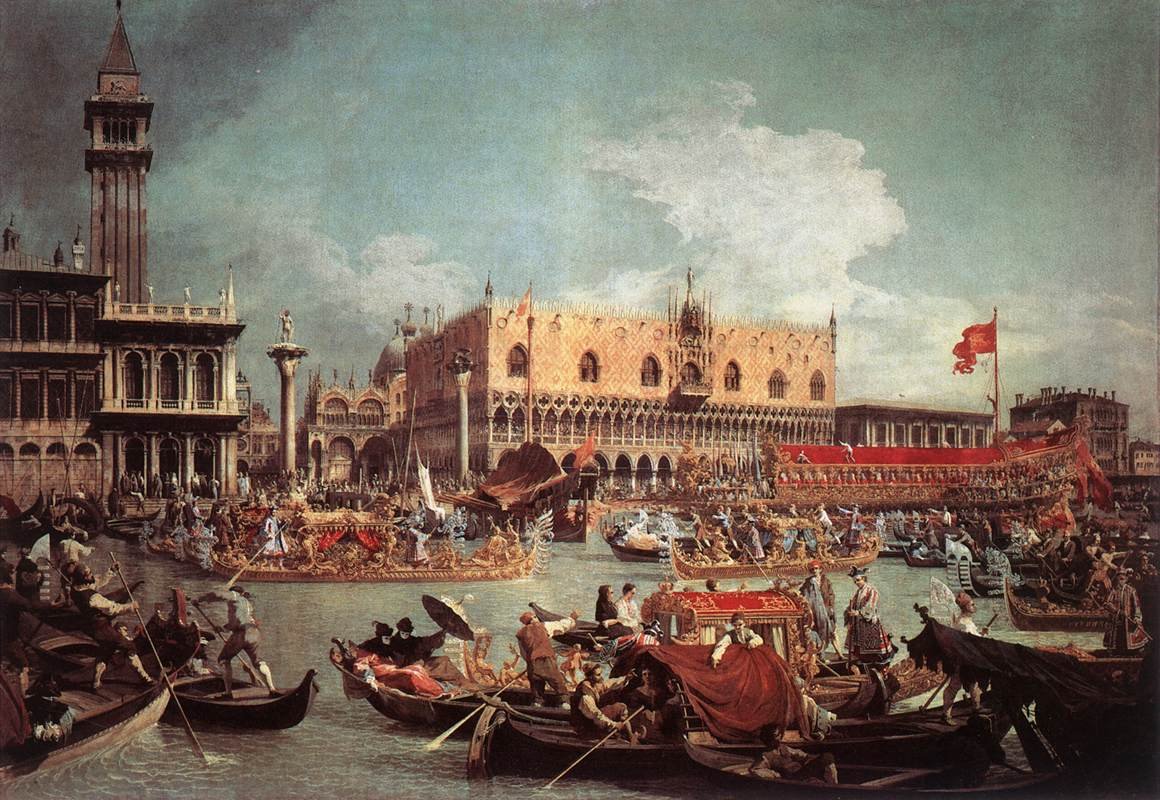 Bucintoro vender tilbake til Molo på Kristi himmelfartsdag av Giovanni Antonio Canal