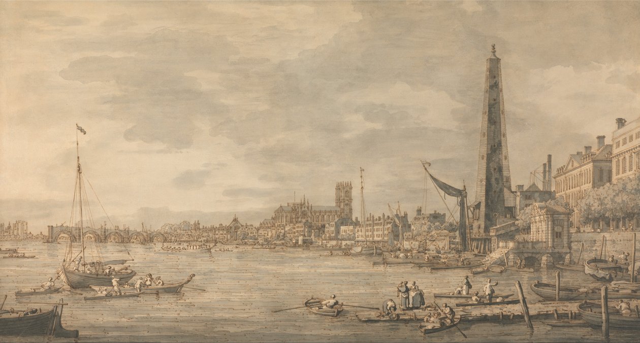 City of Westminster fra Near the York Water Gate av Giovanni Antonio Canal