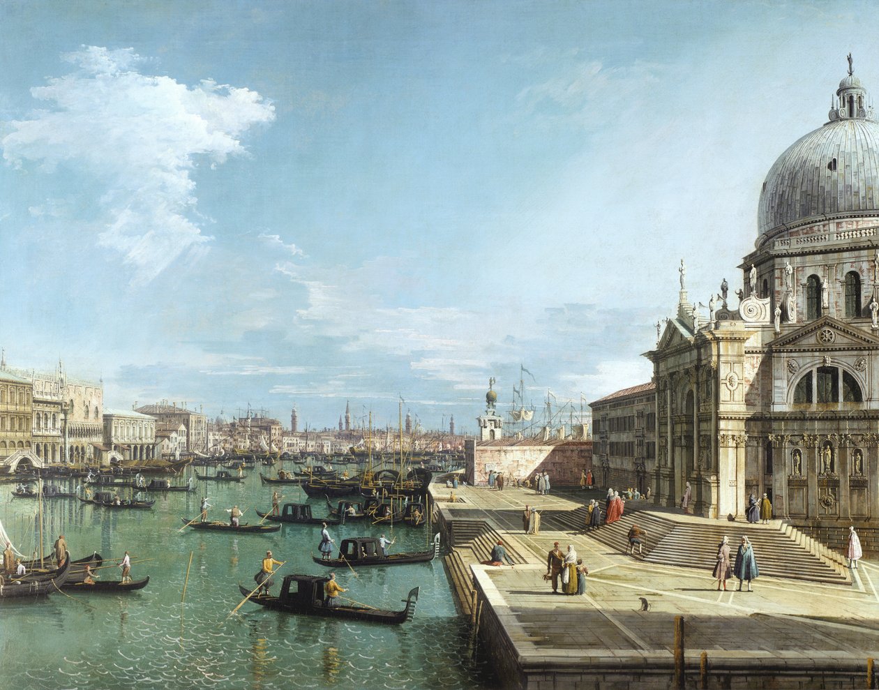 Inngangen til Canal Grande og kirken Santa Maria della Salute, Venezia av Giovanni Antonio Canal