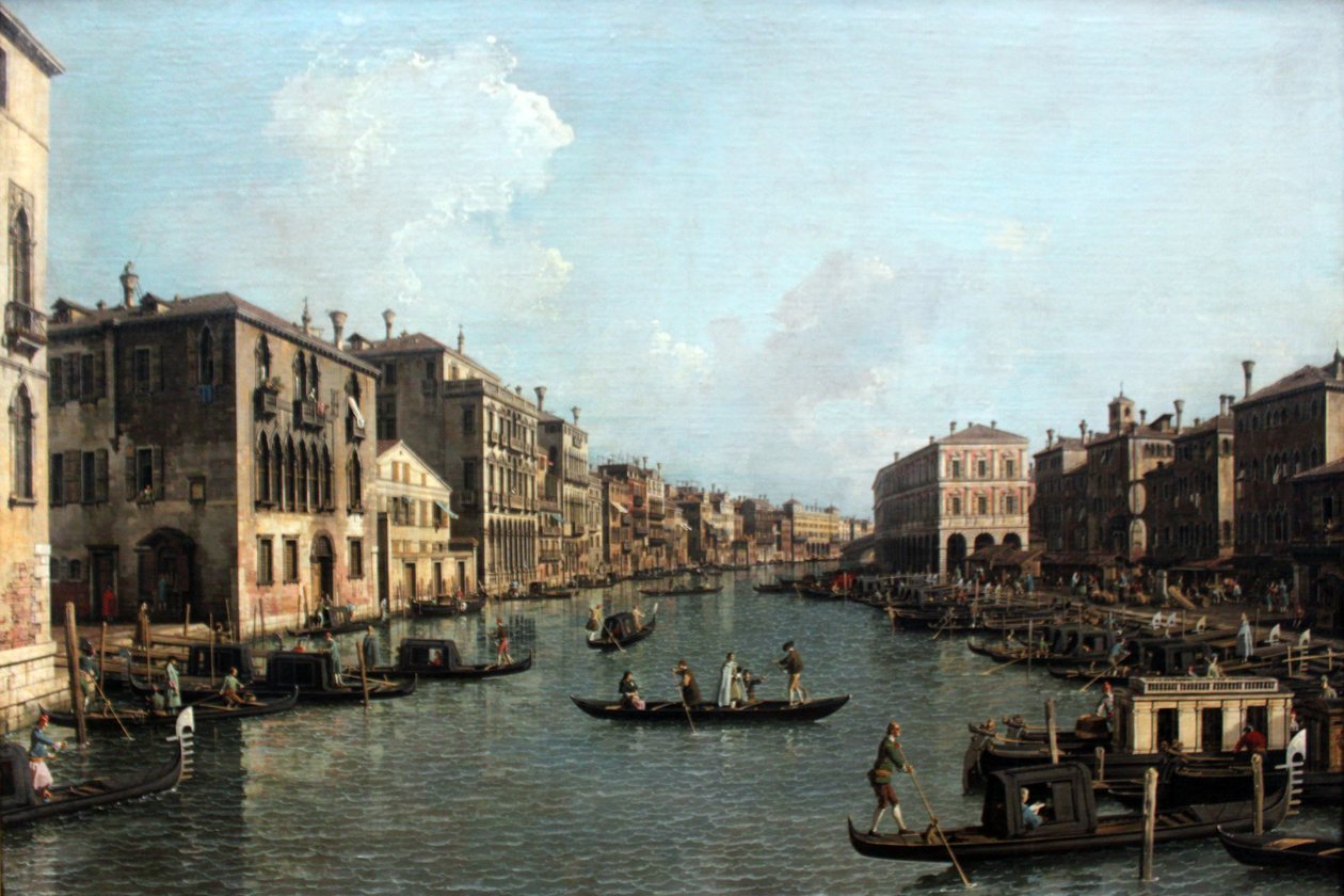 Canal Grande med utsikt sørøst for Rialtobroen av Giovanni Antonio Canal