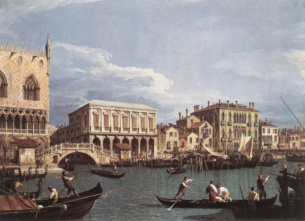 Molo og Riva degli Schiavoni fra Bacino di San Marco av Giovanni Antonio Canal