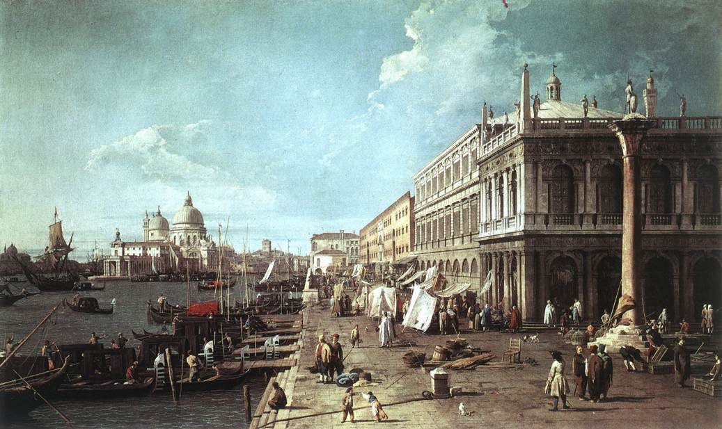 Moloen med biblioteket og inngangen til Canal Grande av Giovanni Antonio Canal