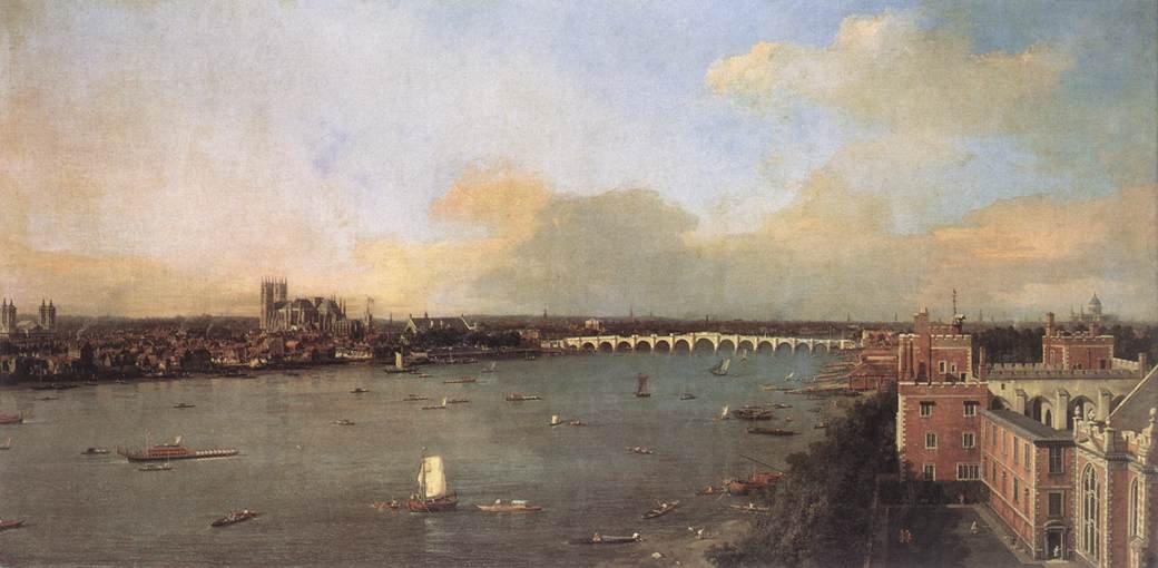 Themsen ser mot Westminster fra Lambeth av Giovanni Antonio Canal