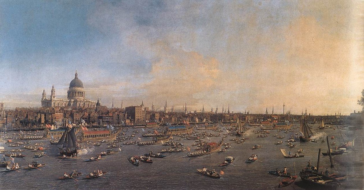 Themsen med St. Pauls -katedralen på Lord Mayors Day av Giovanni Antonio Canal
