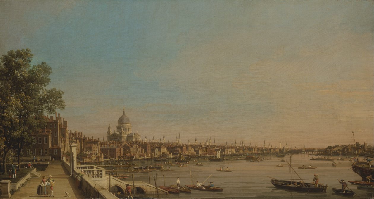 Themsen fra terrassen i Somerset House, med utsikt mot St. Pauls av Giovanni Antonio Canal