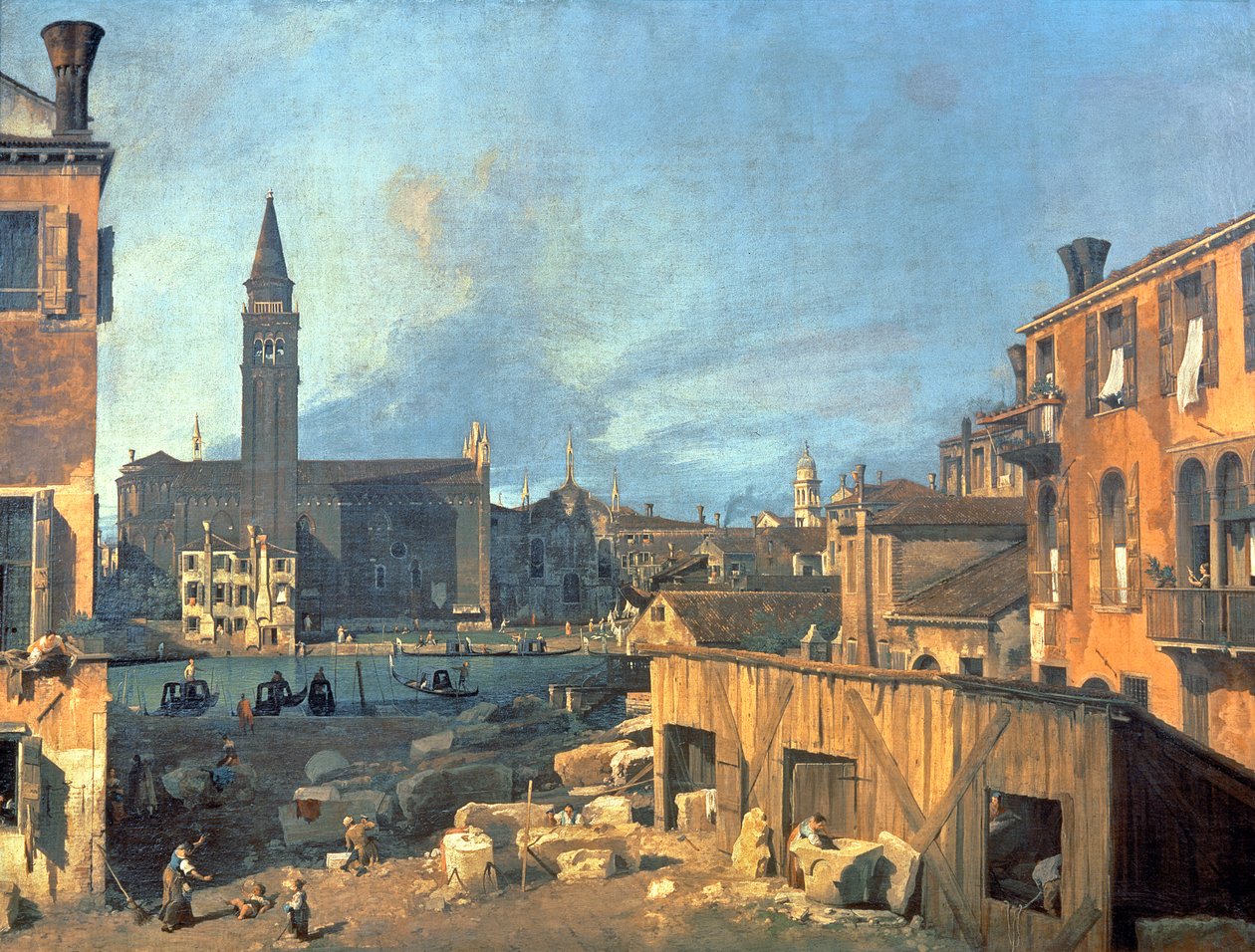 Venezia: Campo San Vidal og Santa Maria della Carita (Stenhoggergården) 1727-28 av Giovanni Antonio Canal