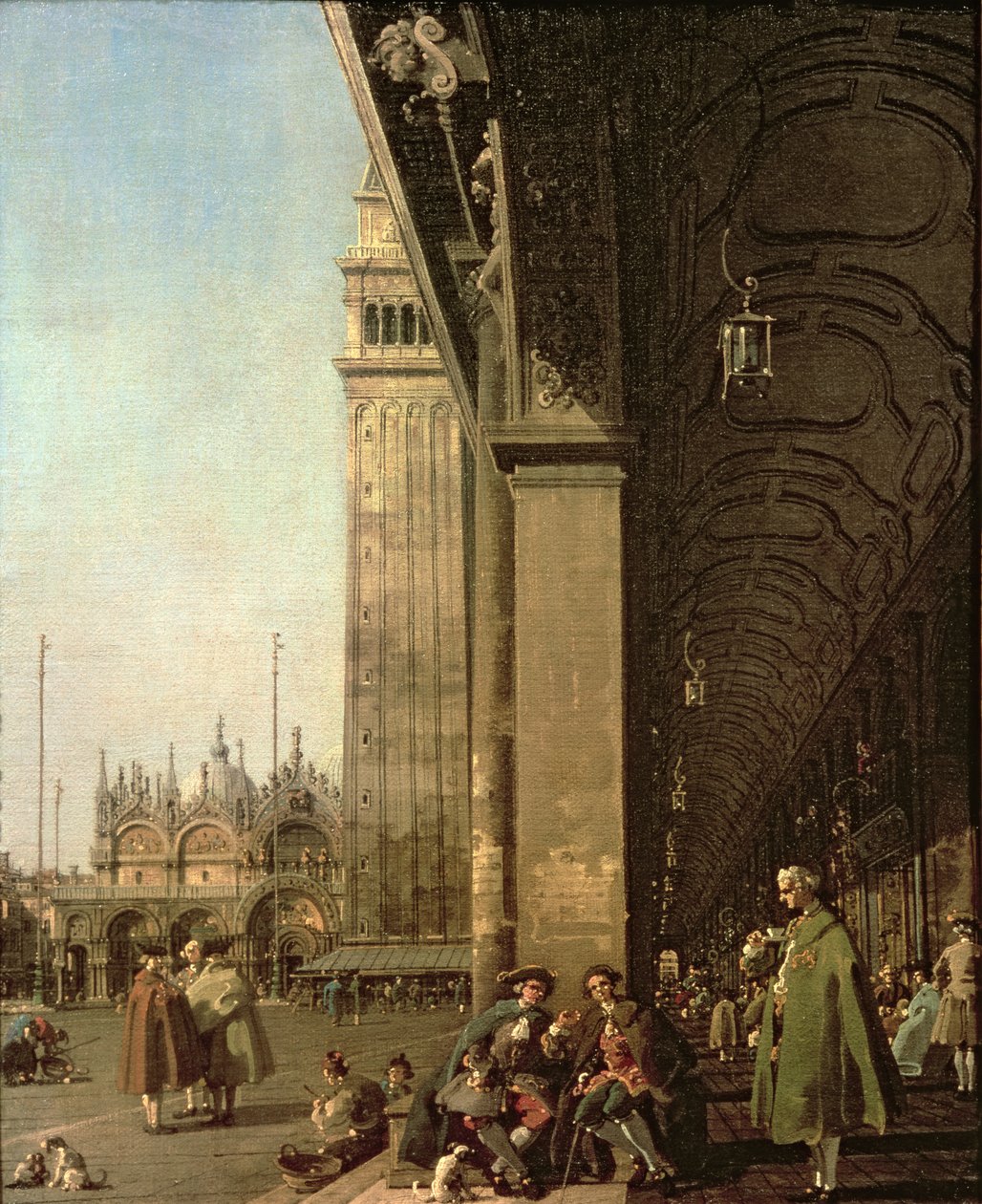Venezia: Piazza di San Marco og Colonnade of the Procuratie Nuove, ca. 1756 av Giovanni Antonio Canal