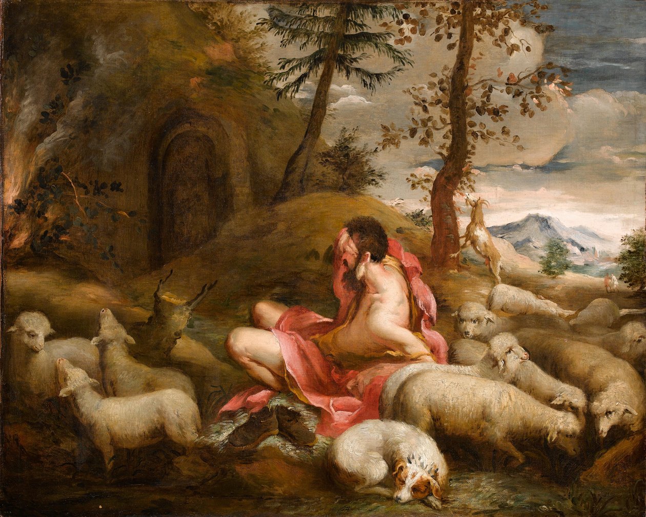 Moses og den brennende busken på Horeb -fjellet av Giovanni Antonio Guardi