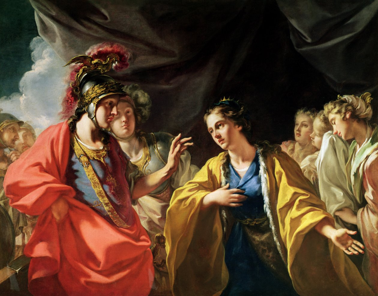 Aleksander den stores nåde (356-323 f.Kr.) foran familien til Dareios III (d.330 f.Kr.) av Giovanni Antonio Pellegrini