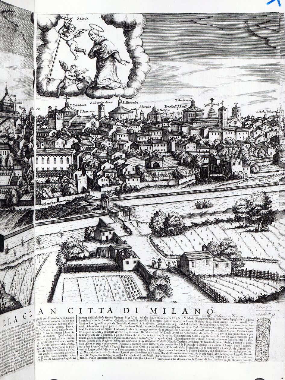 Et utsnitt av et kart over Milano, 1640 av Giovanni Battista Bonacina