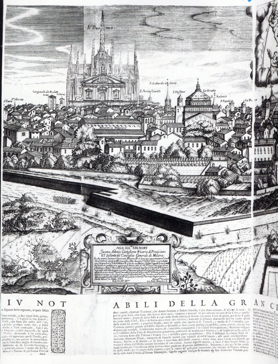 Et utsnitt av et kart over Milano, 1640 av Giovanni Battista Bonacina