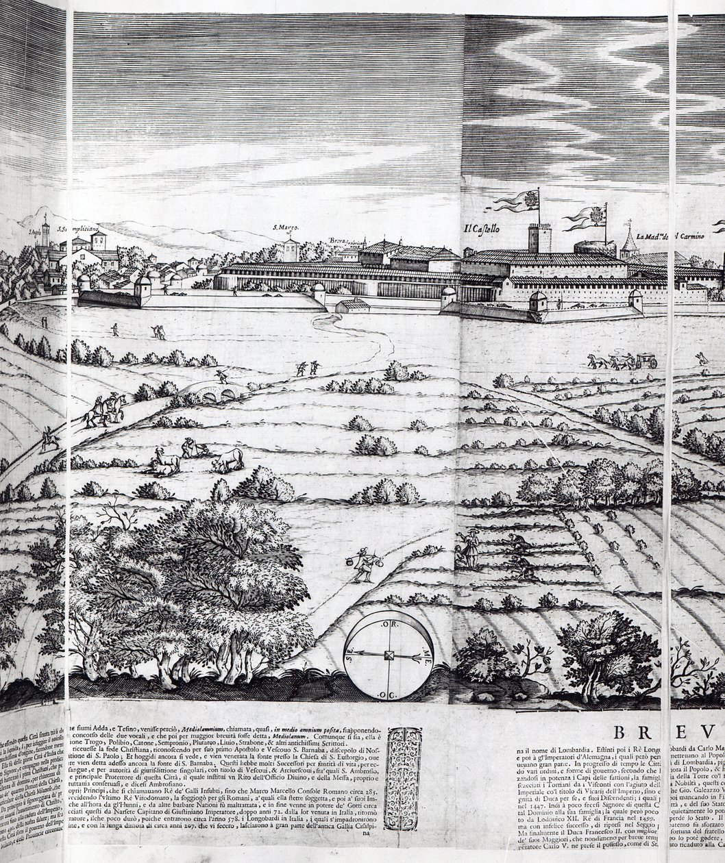 Et utsnitt av et kart over Milano, 1640 av Giovanni Battista Bonacina