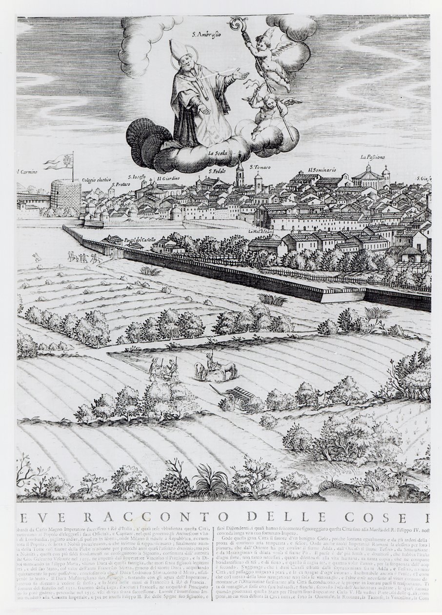 Et utsnitt av et kart over Milano, 1640 av Giovanni Battista Bonacina
