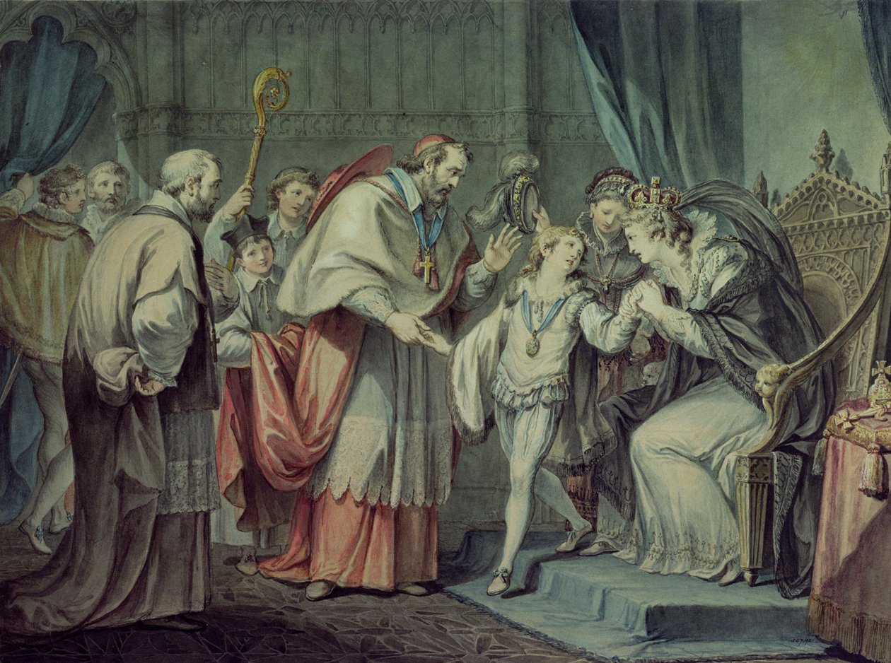Richard, hertug av York, tar avskjed med sin mor, Elizabeth Woodville, i helligdommen, Westminster av Giovanni Battista Cipriani