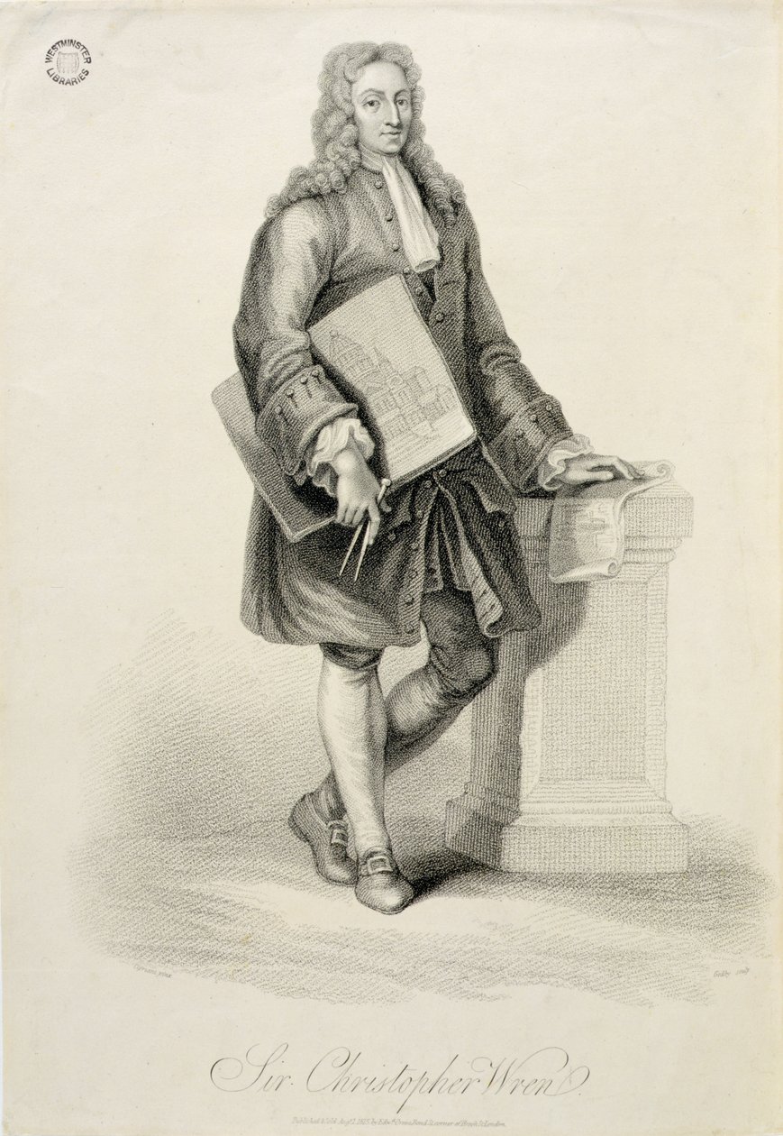 Sir Christopher Wren (1632-1723), gravert av James Godby (fl.1790-1820), pub. av Edward Orme, 1815 av Giovanni Battista Cipriani