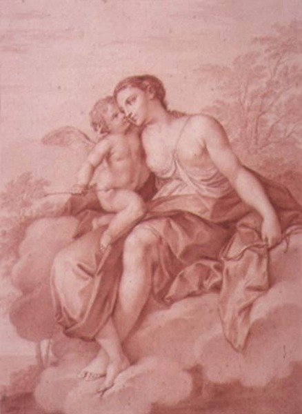 Venus Reclining on a Cloud, Embracing Cupid, 1700-tallet av Giovanni Battista Cipriani