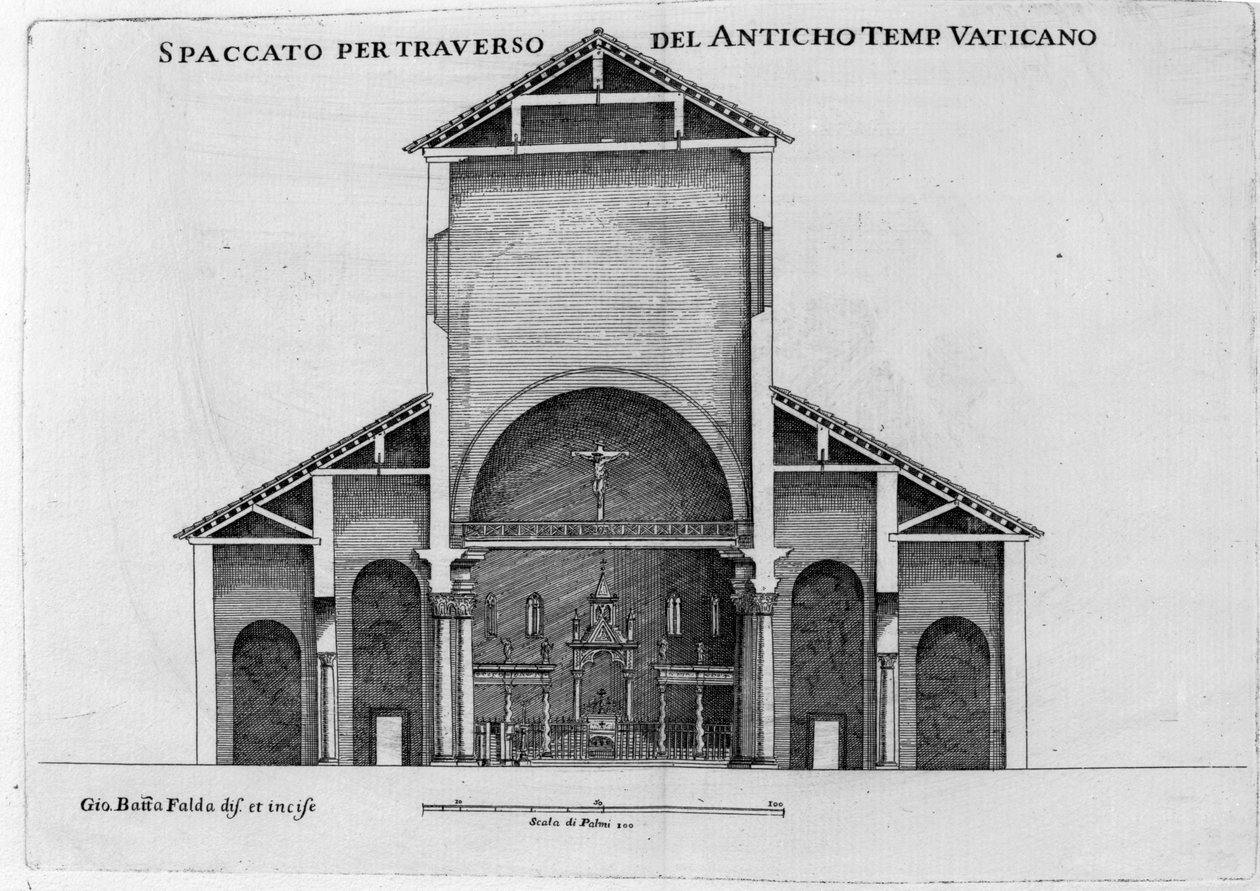 Et tverrsnitt av den gamle Vatikankirken St.Peter