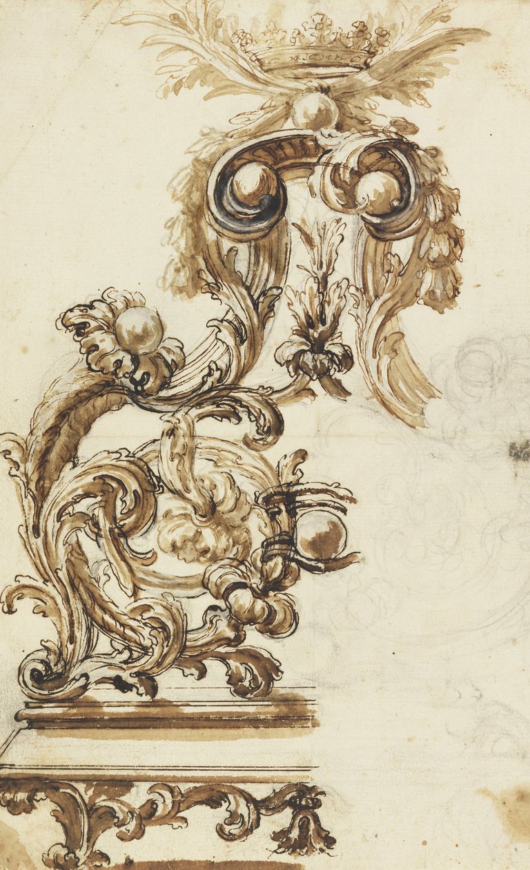 Design for et forgylt bronsepynt av Giovanni Battista Foggini