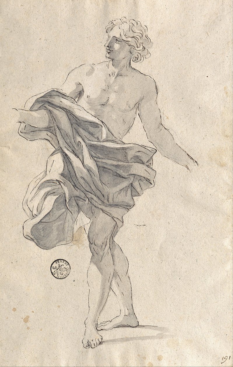 Studie for en ung mann som danser av Giovanni Battista Gaulli