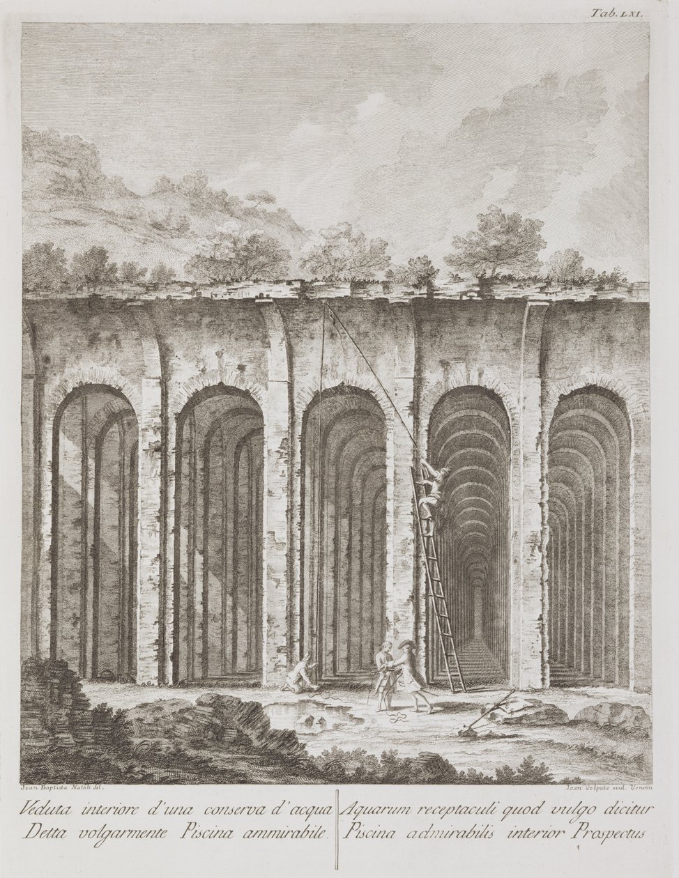 Piscina Mirabilis, fra rester av antikviteter som eksisterer i Pozzuoli, Cuma og Baja av Paulo Antonio Paoli, gravert av Giovanni Volpato (1735-1803) av Giovanni Battista III Natali