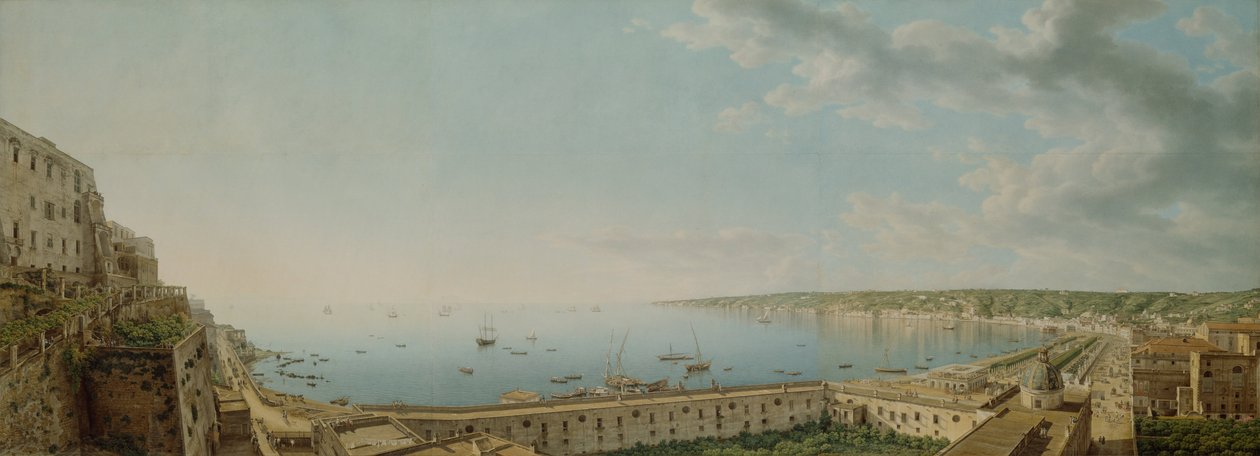 En utsikt over Napolibukten, ser sørvest fra Pizzofalcone mot Capo di Posilippo av Giovanni Battista Lusieri