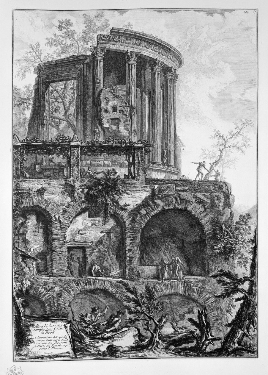 En annen utsikt over sibylens tempel i Tivoli av Giovanni Battista Piranesi