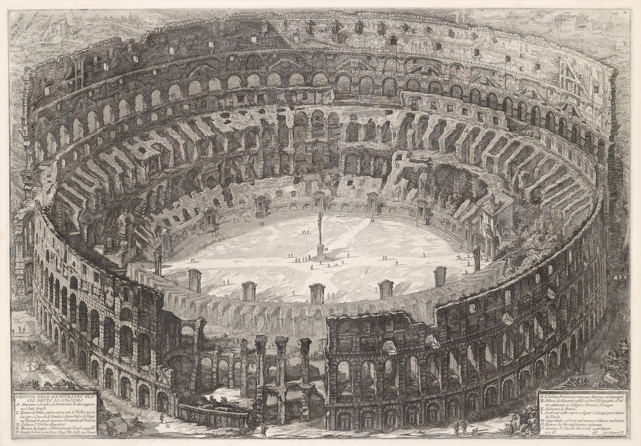 Fugleperspektiv av Colosseum av Giovanni Battista Piranesi