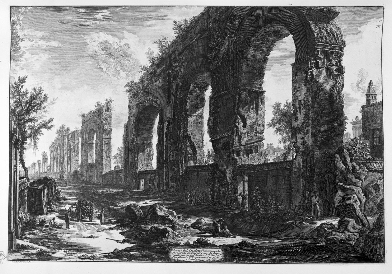 Rester av de neronske akvedukter av Giovanni Battista Piranesi