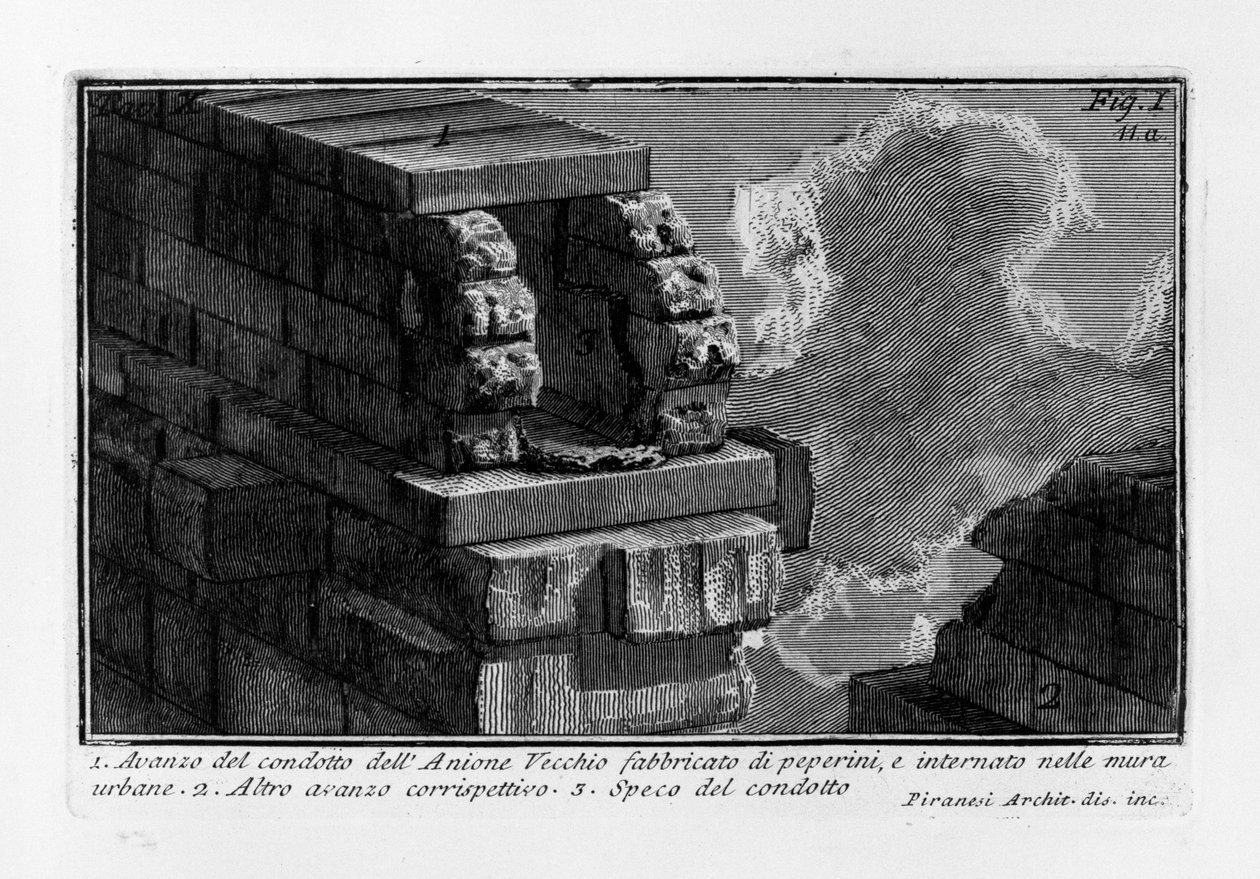 Rester av Anione Vecchio -kanalen av Giovanni Battista Piranesi