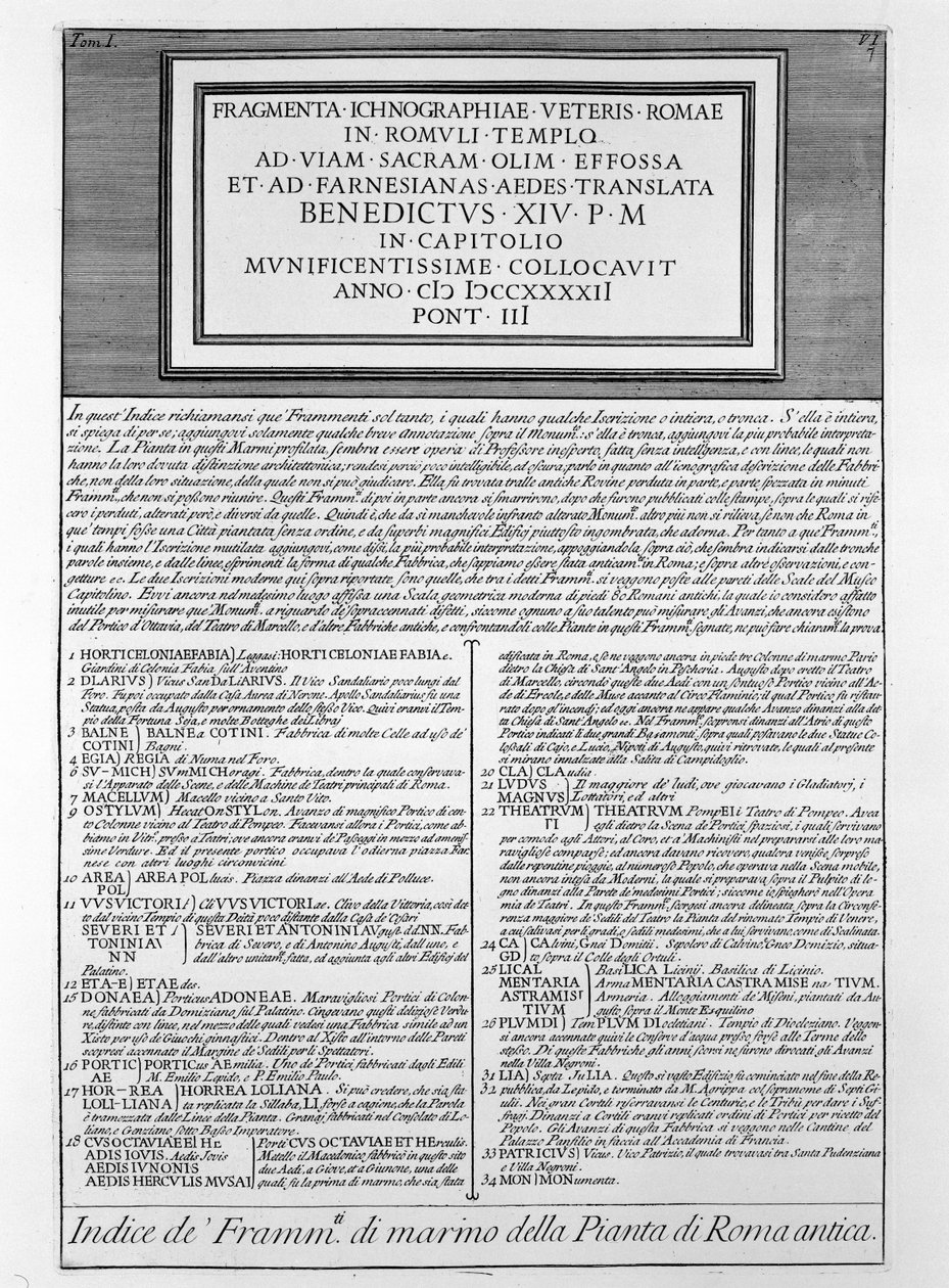 Beskrivelse for Form of the City av Giovanni Battista Piranesi