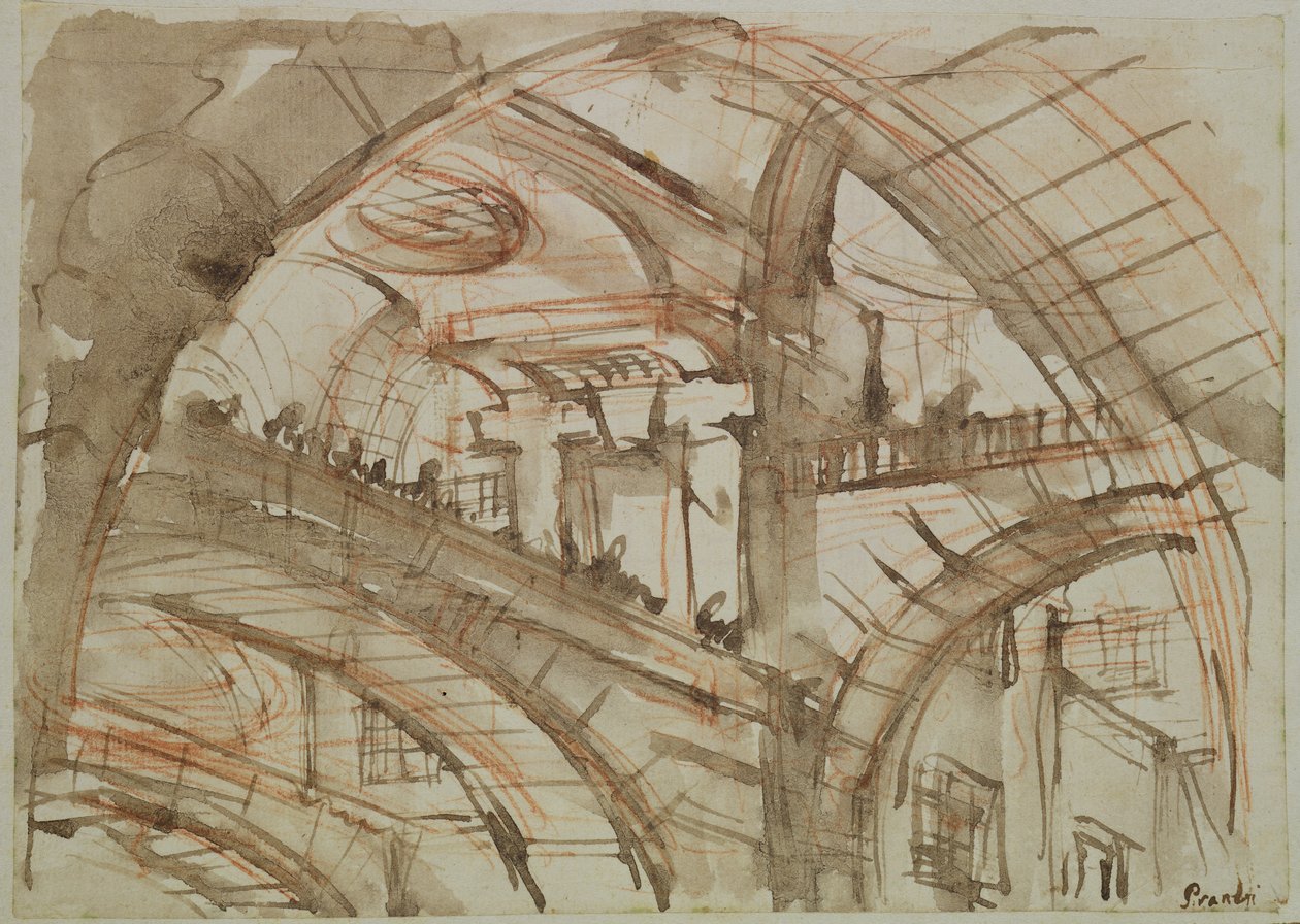 Tegning av et imaginært fengsel (blekk og vask på papir) av Giovanni Battista Piranesi