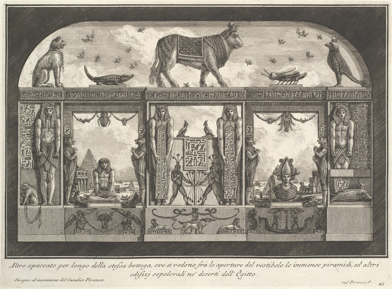 Egyptisk veggdekorasjon for Caffè degli Inglesi, Piazza di Spagna, Roma, 1769. Fra forskjellige måter å pryde stiene på av Giovanni Battista Piranesi