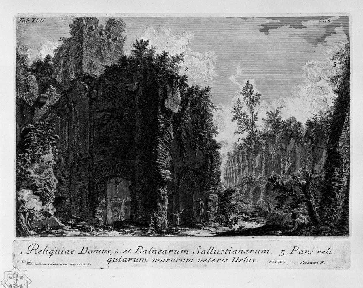 Snitt av Giovanni Battista Piranesi som skildrer Horti Sallustiani (hagene i Sallust) i Roma av Giovanni Battista Piranesi